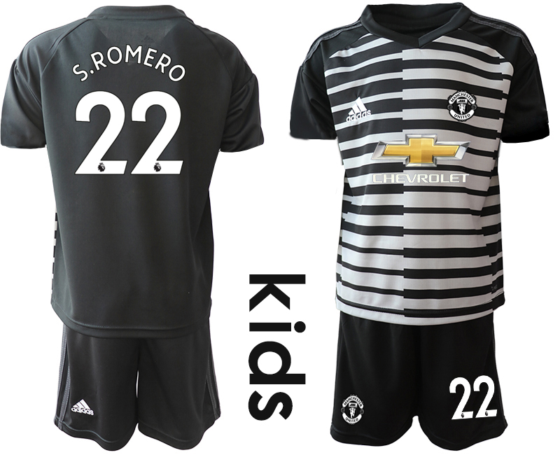 Youth 2020-21 Manchester United black goalkeeper 22# S.ROMERO soccer jerseys