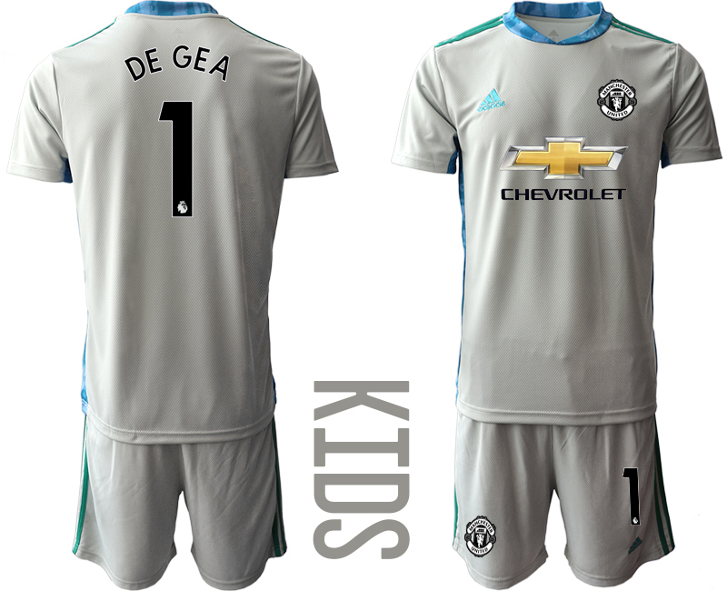 Youth 2020-21 Manchester United gray goalkeeper 1# DE GEA soccer jerseys