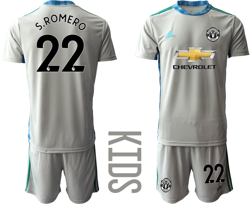 Youth 2020-21 Manchester United gray goalkeeper 22# S.ROMERO soccer jerseys