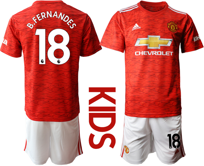 Youth 2020-21 Manchester United home 18# B.FERNANDES soccer jerseys