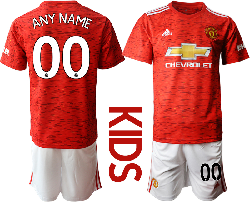 Youth 2020-21 Manchester United home any name custom soccer jerseys