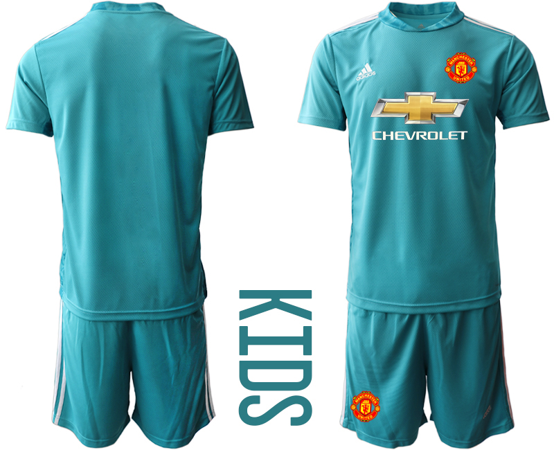 Youth 2020-21 Manchester United lake blue goalkeeper soccer jerseys