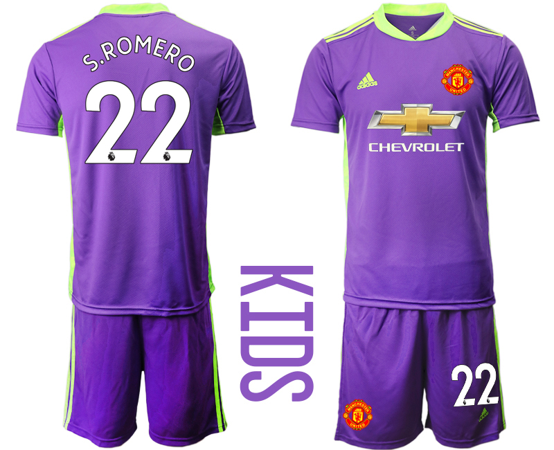 Youth 2020-21 Manchester United purple goalkeeper 22# S.ROMERO soccer jerseys