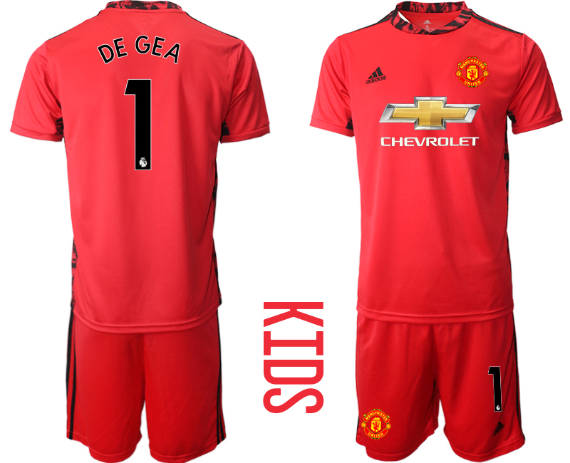 Youth 2020-21 Manchester United red goalkeeper 1# DE GEA soccer jerseys