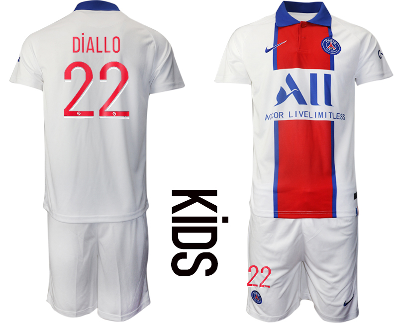 Youth 2020-21 Paris Saint-Germain away 22# DIALLO soccer jerseys