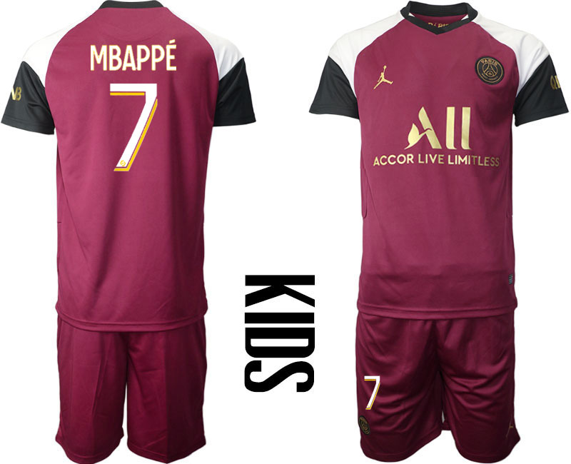 Youth 2020-21 Paris Saint-Germain away 7# MBAPPE soccer jerseys.