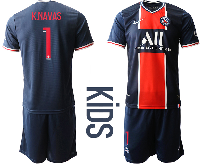 Youth 2020-21 Paris Saint-Germain home 1# K.NAVAS soccer jerseys