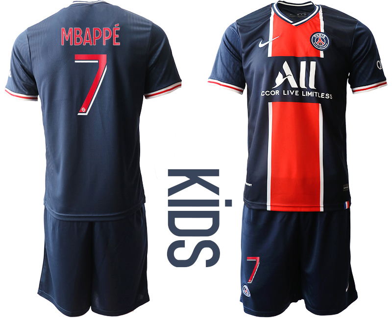 Youth 2020-21 Paris Saint-Germain home 7# MBAPPE soccer jerseys