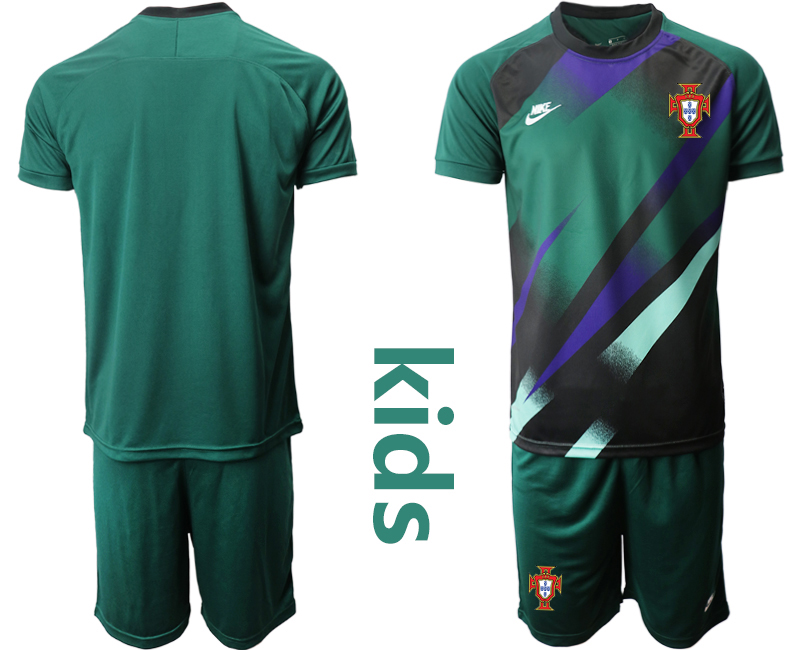 Youth 2020-21 Portugal Dark green goalkeeper soccer jerseys