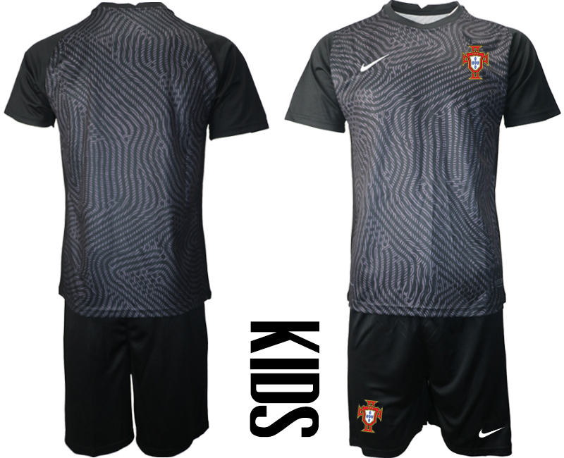 Youth 2020-21 Portugal black goalkeeper soccer jerseys.