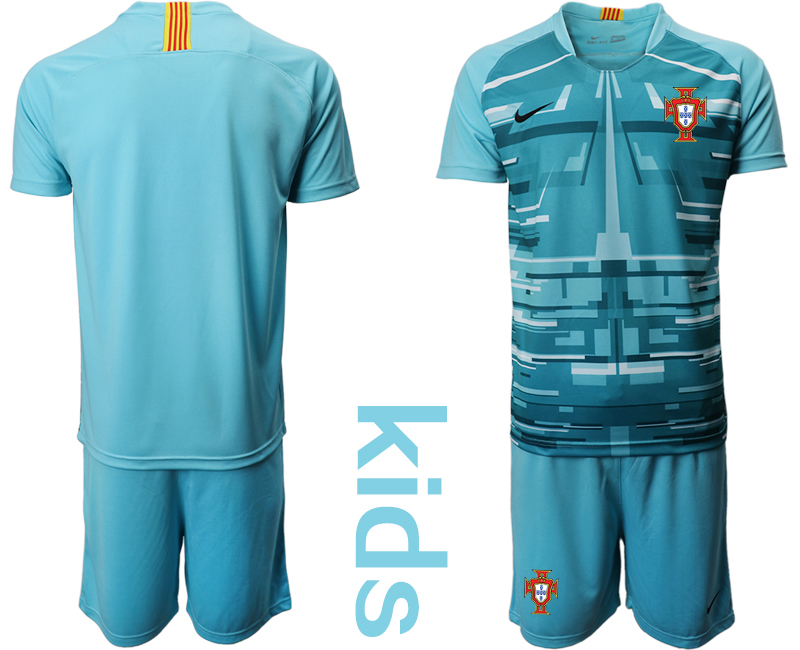 Youth 2020-21 Portugal lake blue goalkeeper soccer jerseys