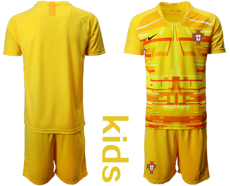 Youth 2020-21 Portugal yellow goalkeeper soccer jerseys.