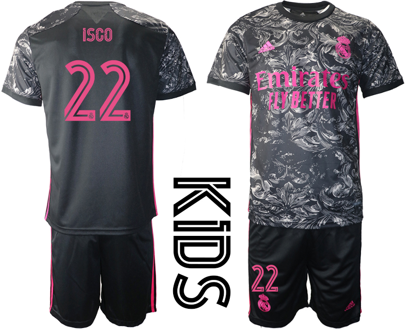 Youth 2020-21 Real Madrid away  22# ISCO soccer jerseys