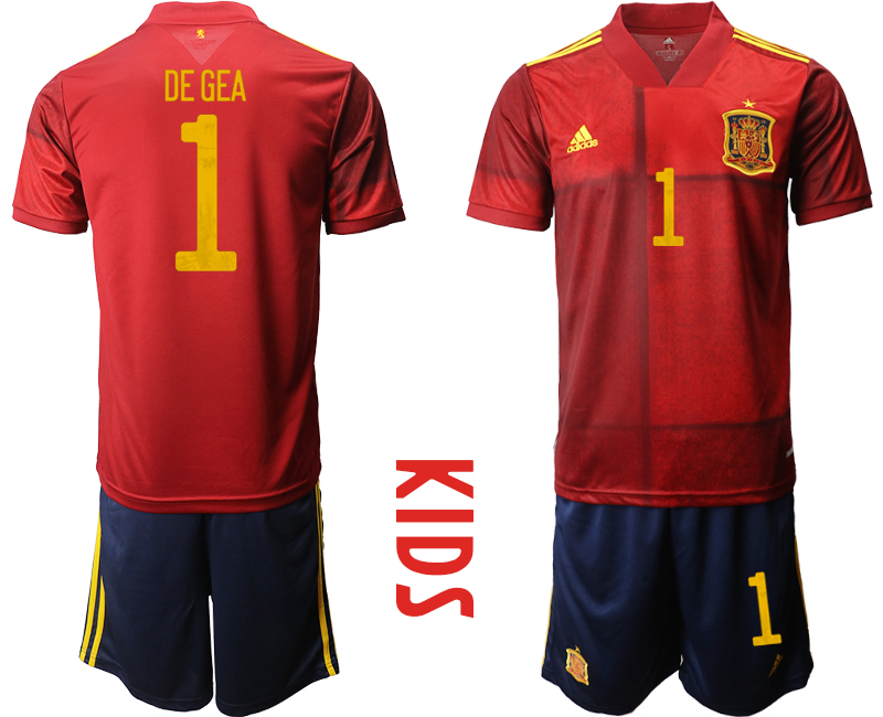 Youth 2020-21 Spain home 1# DE GEA soccer jerseys