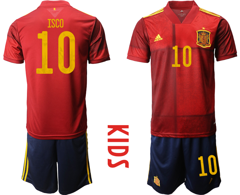 Youth 2020-21 Spain home 10# ISCO soccer jerseys