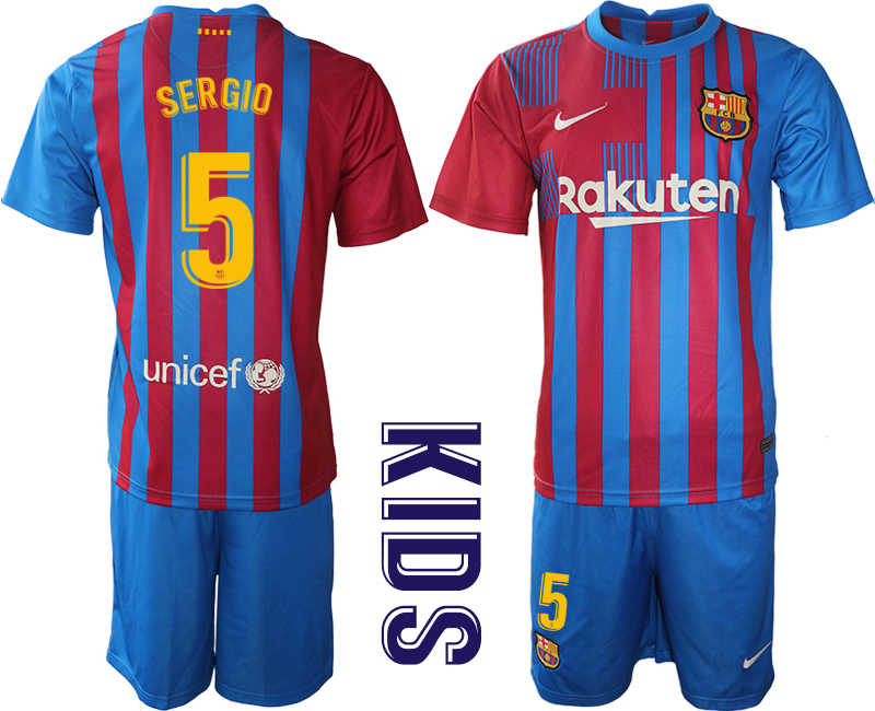 Youth 2021-22 Barcelona home 5# SERGIO soccer jerseys