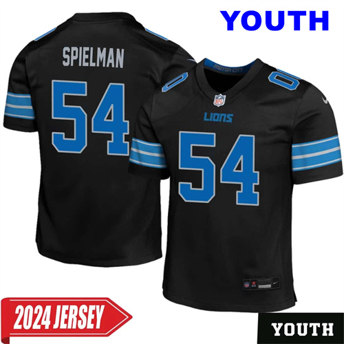 Youth's Chris Spielman #54 Detroit Lions 2nd Alternate Vapor F.U.S.E. Limited 2024 Jersey – Black