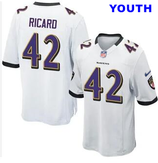 Youth Baltimore Ravens #42 Patrick Ricard
 White Game Jersey