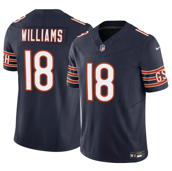 Youth Chicago Bears #18 Caleb Williams Navy 2024 Draft F.U.S.E Vapor Football Stitched Jersey