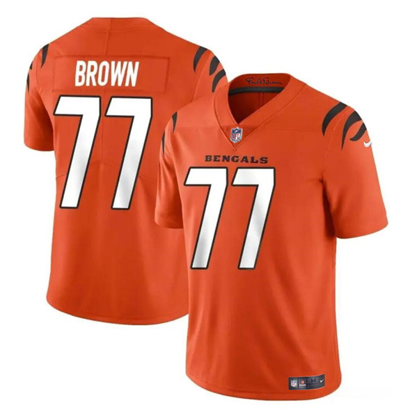 Youth Cincinnati Bengals #77 Trent Brown Orange Vapor Untouchable Limited Stitched Jersey