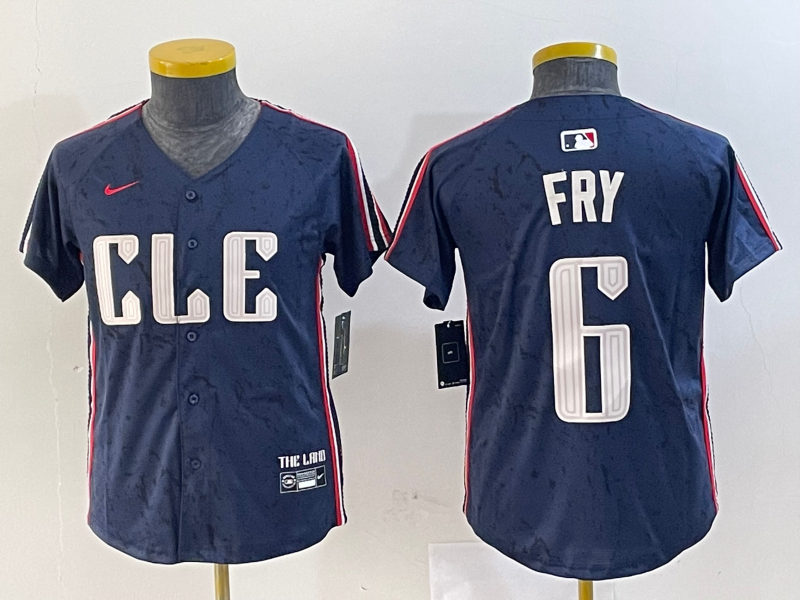 Youth Cleveland Guardians #6 David Fry Navy 2024 City Connect Limited Stitched Jersey