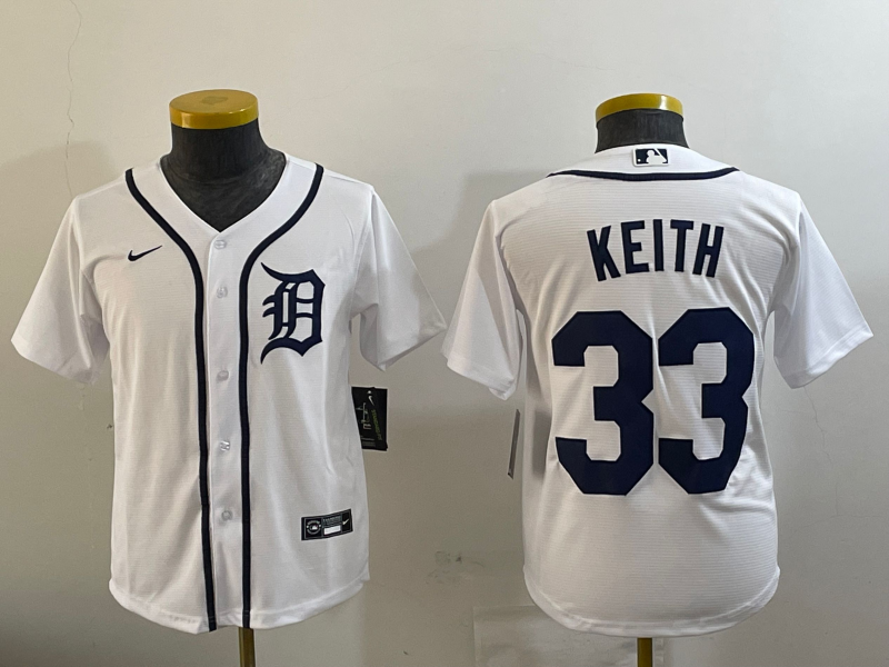 Youth Detroit Tigers #33 Colt Keith White Cool Base Stitched Jersey