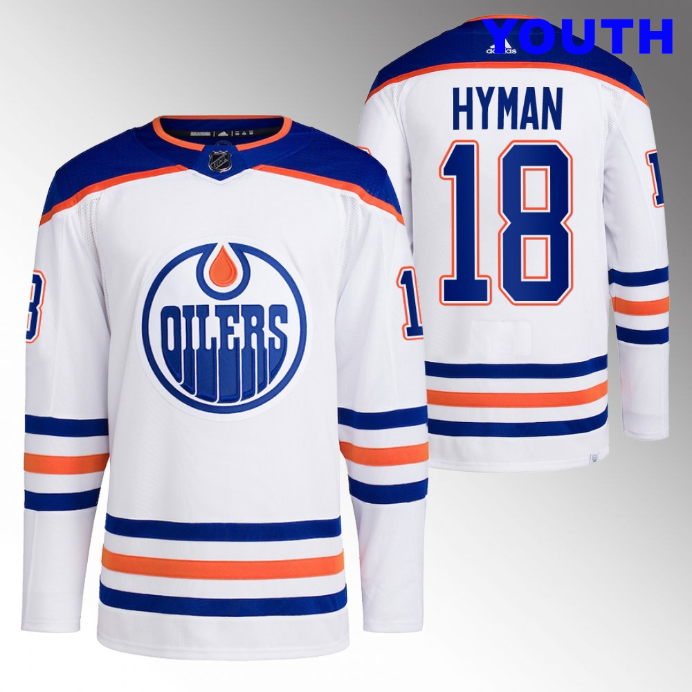 Youth Edmonton Oilers #18 Zach Hyman White Stitched Jersey