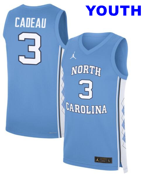 Youth Elliot Cadeau #3 North Carolina Tar Heels College Basketball Jerseys