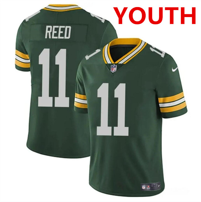 Youth Green Bay Packers #11 Jayden Reed Green Vapor Untouchable Football Stitched Jersey