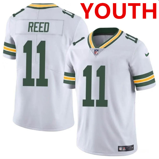 Youth Green Bay Packers #11 Jayden Reed White Vapor Untouchable Football Stitched Jersey