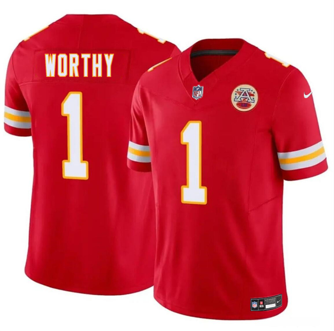 Youth Kansas City Chiefs #1 Xavier Worthy White 2024 Draft F.U.S.E. Vapor Untouchable Limited Football Stitched Jersey