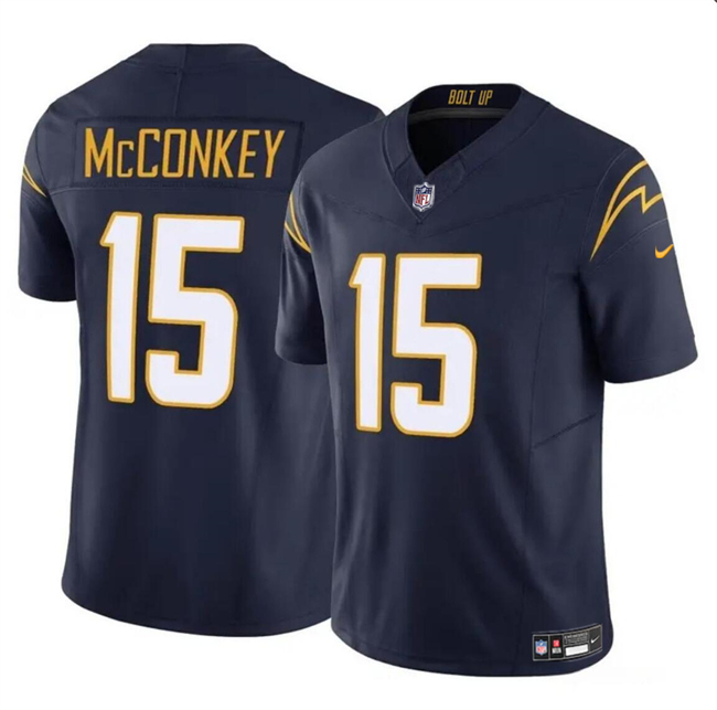 Youth Los Angeles Chargers #15 Ladd McConkey Navy 2024 Draft F.U.S.E. Vapor Limited Football Stitched Jersey