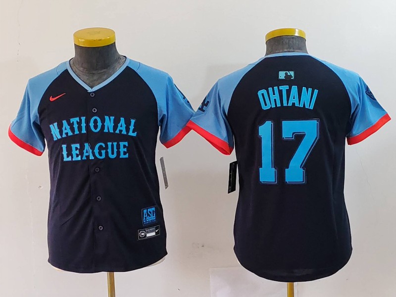 Youth Los Angeles Dodgers #17 Shohei Ohtani Navy 2024 All Star Limited Stitched Jersey