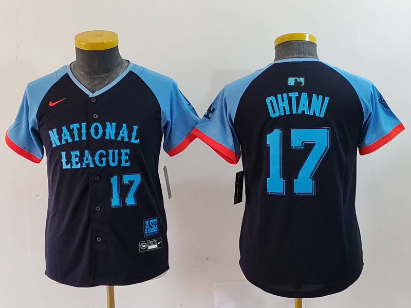 Youth Los Angeles Dodgers #17 Shohei Ohtani Number Navy 2024 All Star Limited Stitched Jersey
