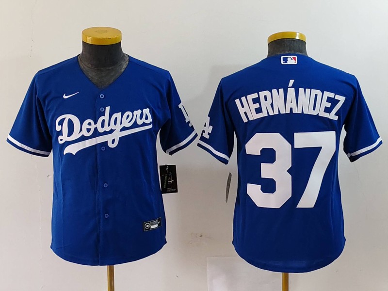 Youth Los Angeles Dodgers #37 Teoscar Hernandez Blue Cool Base Stitched Jersey