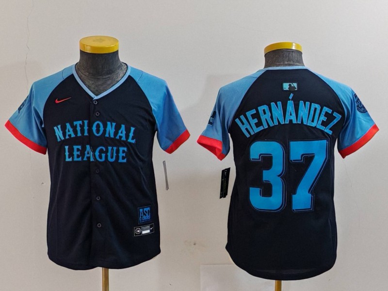 Youth Los Angeles Dodgers #37 Teoscar Hernandez Navy 2024 All Star Limited Stitched Jersey