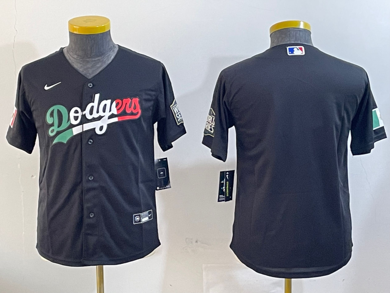 Youth Los Angeles Dodgers Blank Black Mexico 2020 World Series Cool Base Nike Jersey