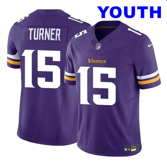 Youth Minnesota Vikings #15 Dallas Turner Purple 2024 Draft F.U.S.E. Vapor Untouchable Limited Stitched Jersey