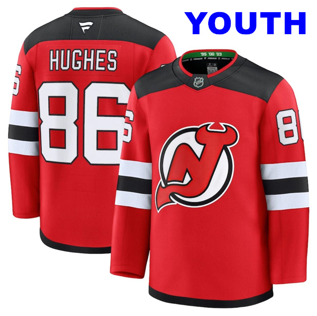 Youth New Jersey Devils #86 Jack Hughes Red 2024-25 Home Stitched Hockey Jersey