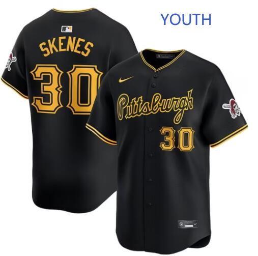 Youth Paul Skenes Nike Pittsburgh Pirates #30 Black Road Alt Limited Baseball Jersey