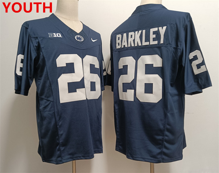 Youth Penn State Nittany Lions #26 Saquon Barkley Navy Stitched Jersey