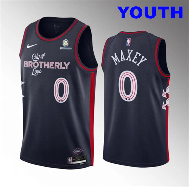 Youth Philadelphia 76ers #0 Tyrese Maxey Navy 2023-24 City Edition Stitched Basketball Jersey