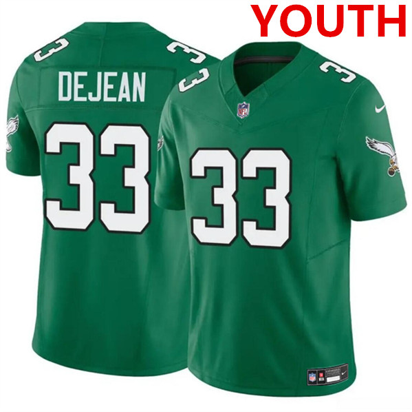 Youth Philadelphia Eagles #33 Cooper DeJean Green 2024 Draft F.U.S.E. Vapor Untouchable Throwback Limited Football Stitched Jersey