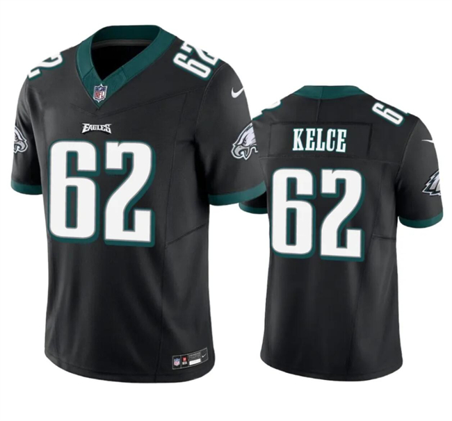 Youth Philadelphia Eagles #62 Jason Kelce Black 2023 F.U.S.E Vapor Untouchable Limited Football Stitched Jersey