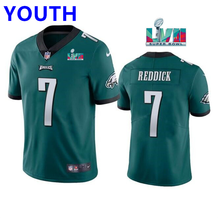 Youth Philadelphia Eagles #7 Haason Reddick Green Super Bowl LVII Patch Vapor Untouchable Limited Stitched Football Jersey