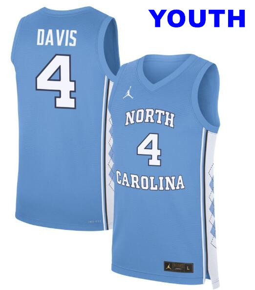 Youth R.J. Davis #4 North Carolina Tar Heels College Basketball Jerseys