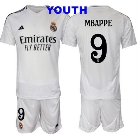 Youth Real Madrid home 9# MBAPPE 2024-25 Suit Soccer Jerseys