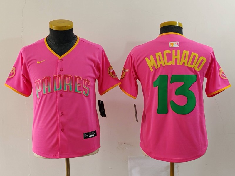 Youth San Diego Padres #13 Manny Machado Pink Fashion Baseball Jersey