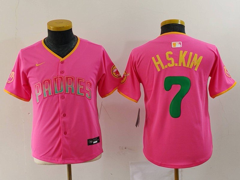 Youth San Diego Padres #7 Ha Seong Kim Pink Fashion Baseball Jersey