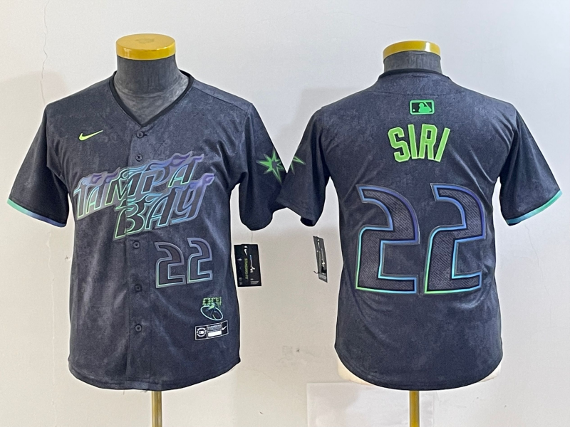 Youth Tampa Bay Rays #22 Jose Siri Number Charcoal 2024 City Connect Limited Stitched Jersey